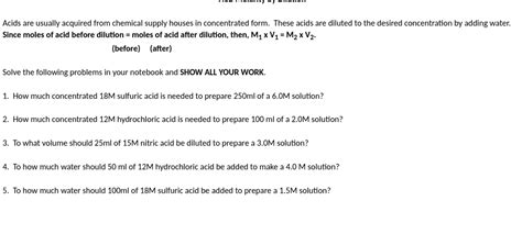 acids are usually axuireed from chemical suppply houses in concentrated form answers Epub