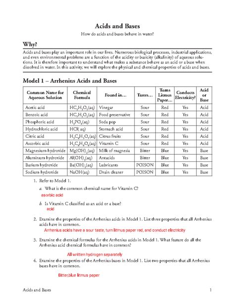 acids bases pogil answers PDF