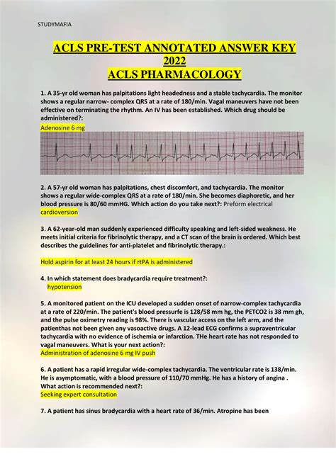 acls pretest annotated answer key PDF