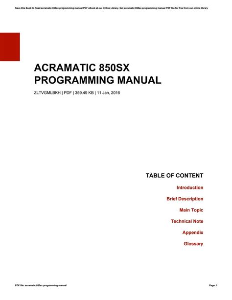 acramatic 850 programming manual Kindle Editon