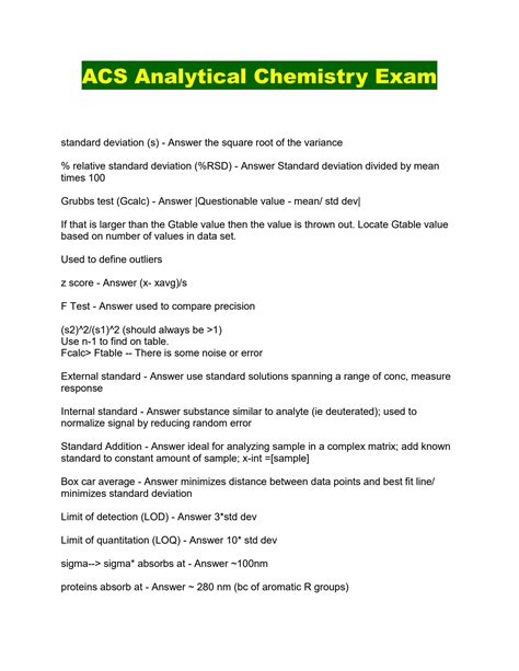 acs analytical chemistry exam practice Doc