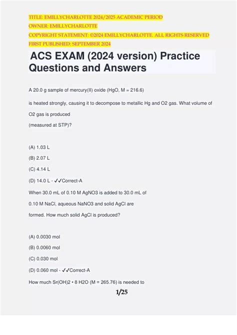 acs general chemistry exam practice Doc