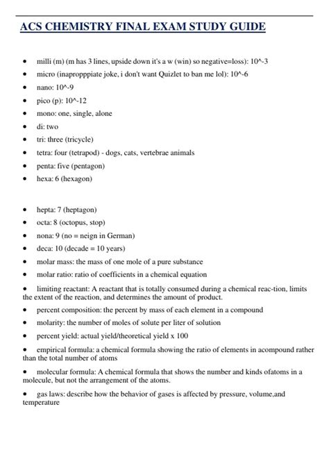 acs high school chemistry exam study guide Reader