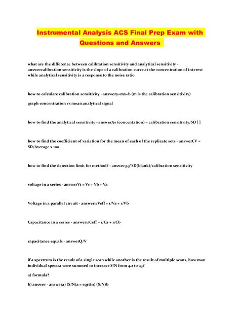 acs instrumental analysis exam study guide Doc