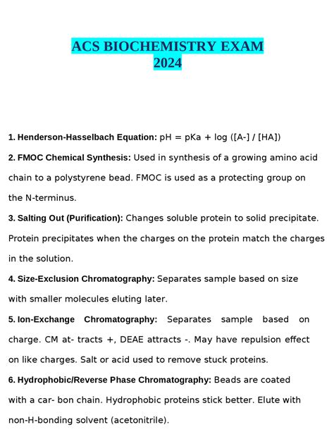 acs standardized exam for biochemistry practice test PDF