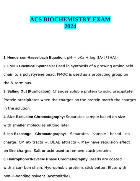 acs standardized exam for biochemistry practice test PDF