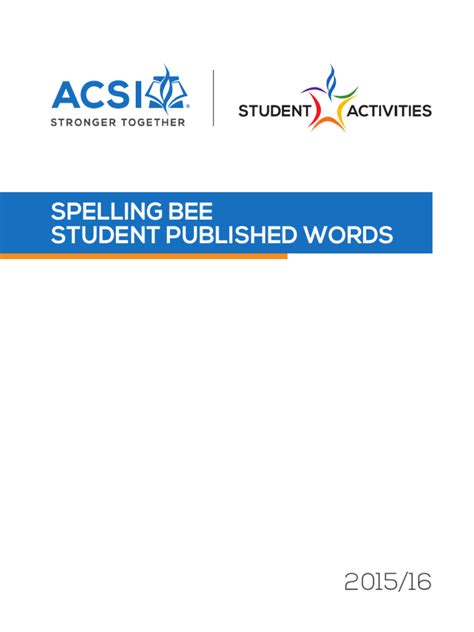 acsi spelling bee word list 2013 PDF