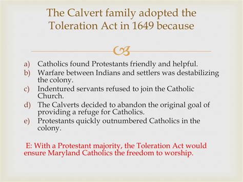 act of toleration apush