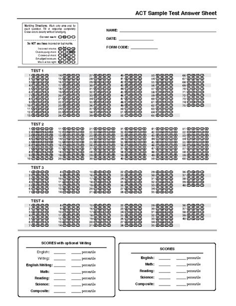 act practice test answer sheet Epub