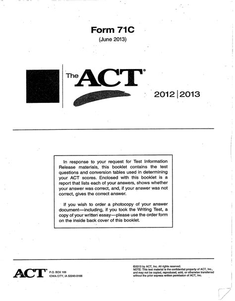 act test released 2013 form 71c Ebook PDF