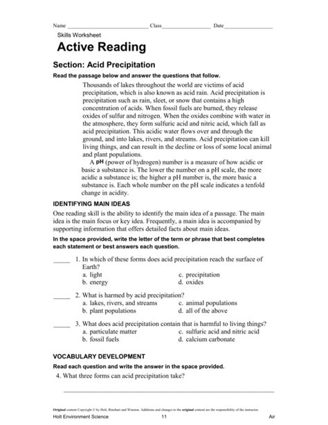 active acid precipitation answers PDF