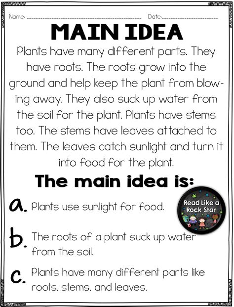 activities for main idea 2nd grade Doc