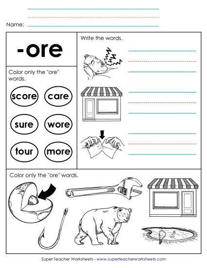 activities for spelling ore words Reader