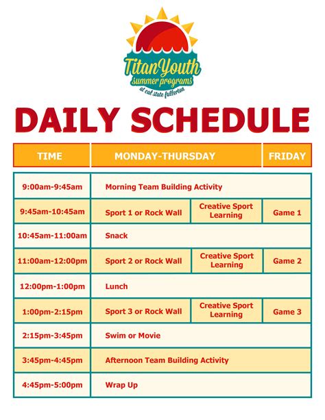 activity schedule template for day camp Kindle Editon