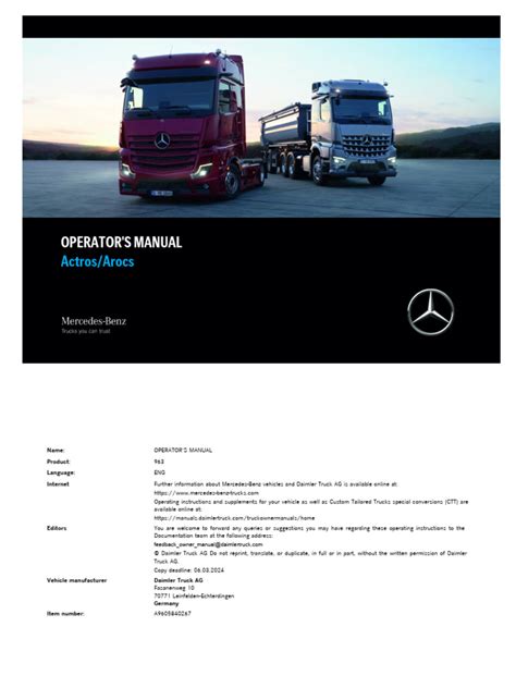 actros operating instructions pdf Kindle Editon