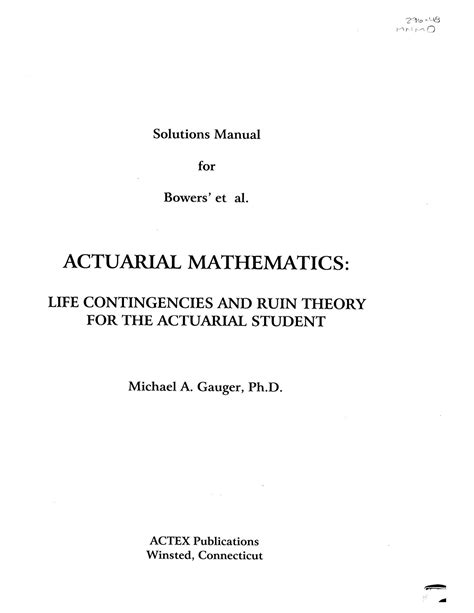 actuarial mathematics bowers solutions manual PDF