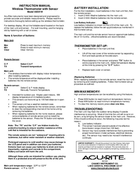 acu rite wireless thermometer instructions 00592w Reader