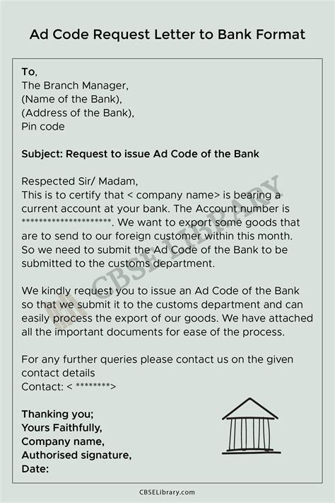 ad code letter format to bank pdf PDF