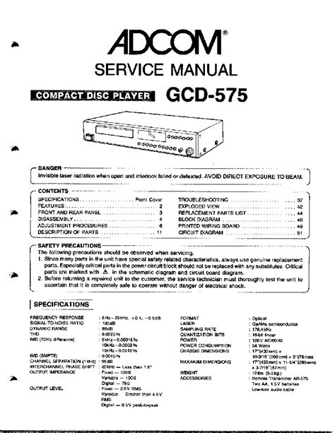 adcom gcd 575 owners manual PDF