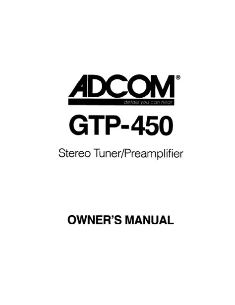 adcom gtp 450 owner s manual Reader