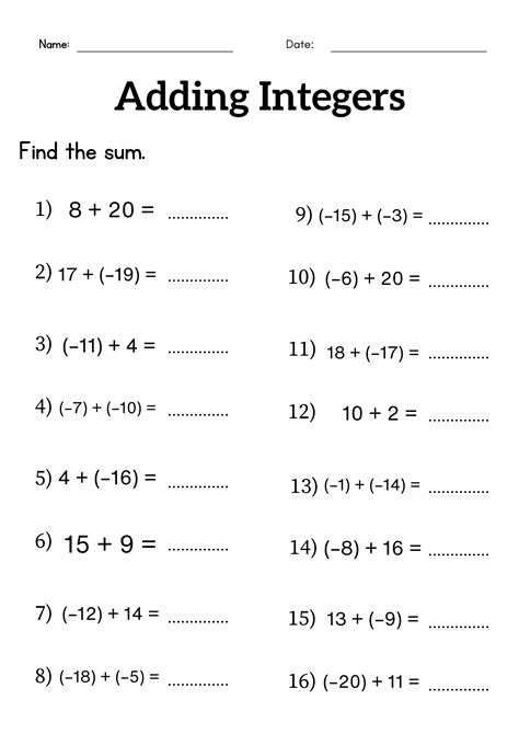 adding integers problems with answer Epub