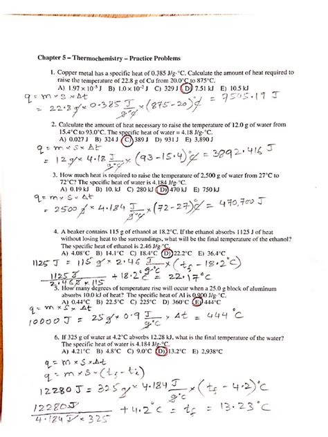 additional problems thermochemistry answers key Reader