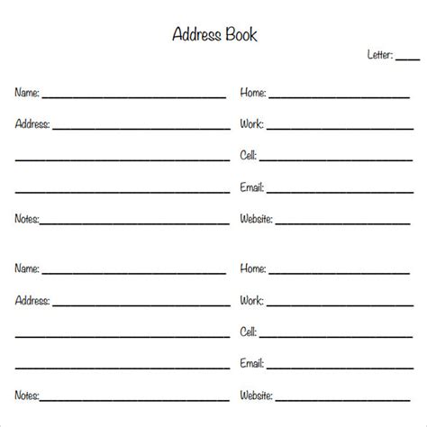 address book template pdf Reader