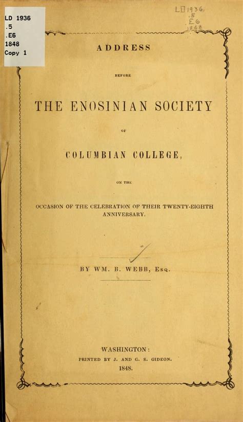 address delivered enosinian society columbian PDF