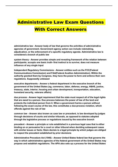 adiministrative law exams questions and answers PDF