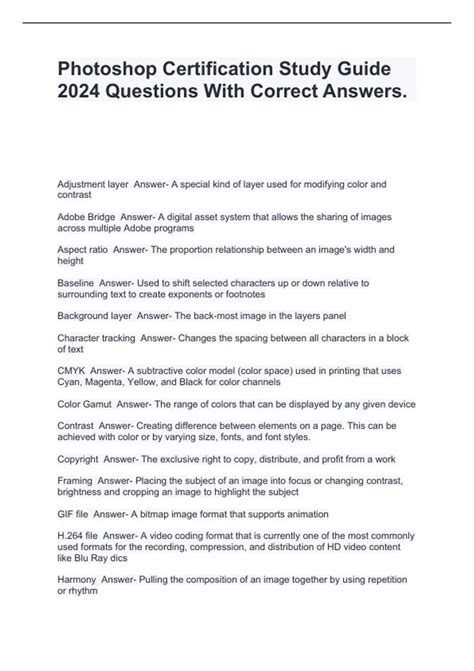 adobe photoshop certification study guide PDF