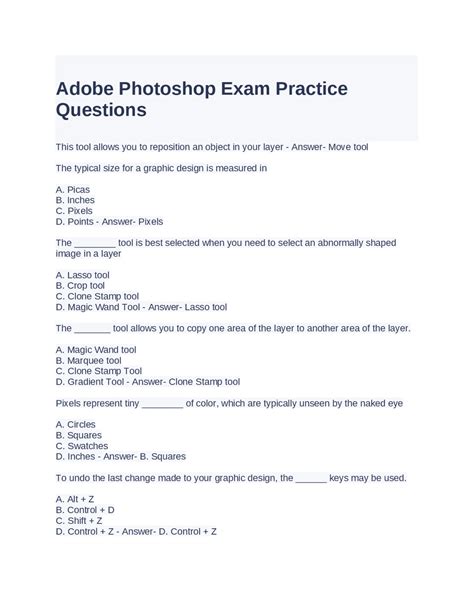 adobe photoshop exam papers PDF