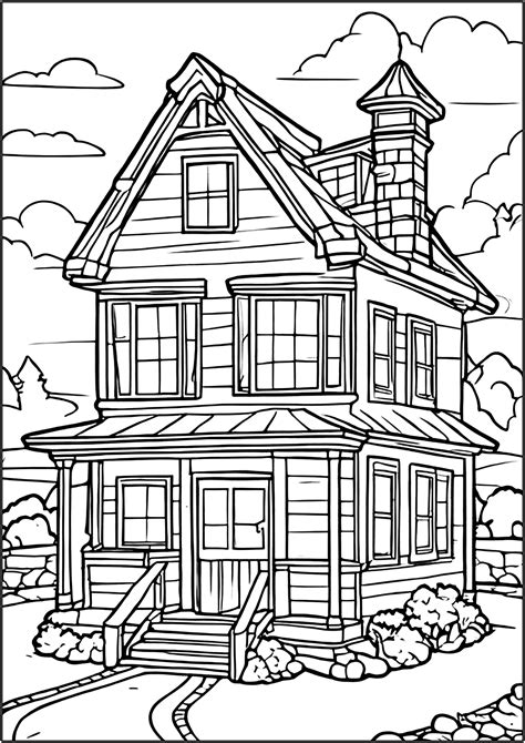 adult coloring book houses architecture PDF