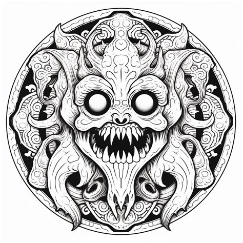 adult coloring frightening monster mandala Kindle Editon