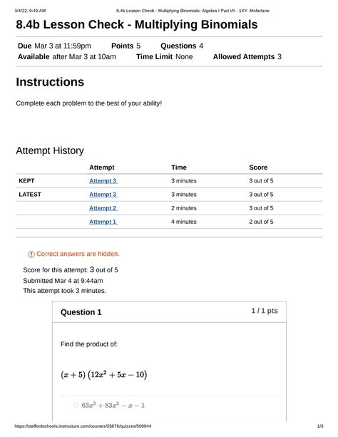 advanced algebra lesson master 8 4b Kindle Editon