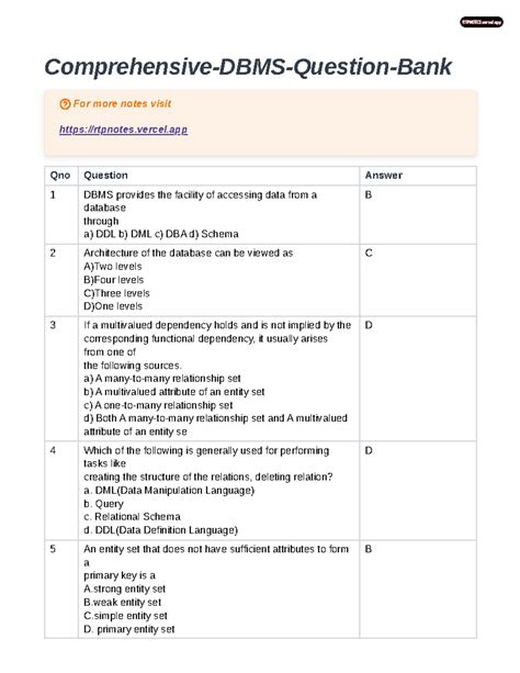 advanced dbms question bank with answers Epub