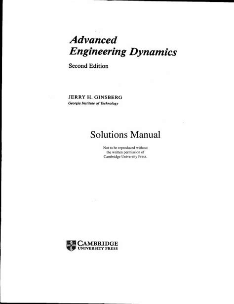 advanced engineering dynamics ginsberg solutions manual PDF