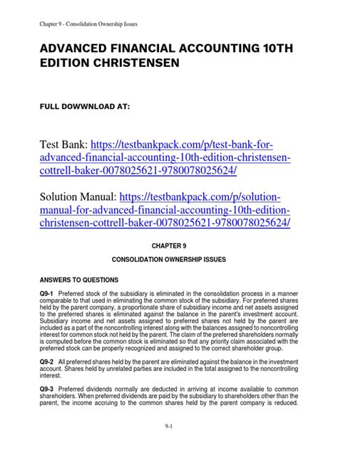 advanced financial accounting 10th edition christensen solutions Epub