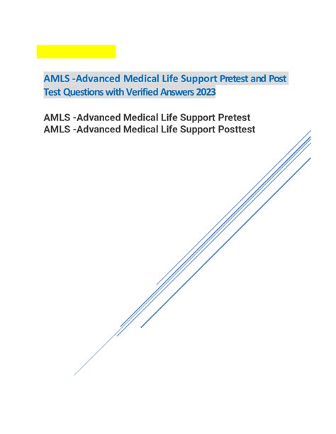 advanced medical life support bls pretest answers PDF