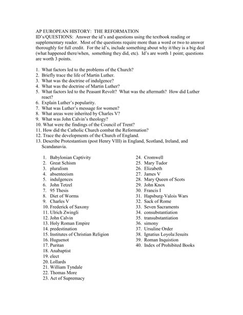 advanced placement european history handout answers Doc