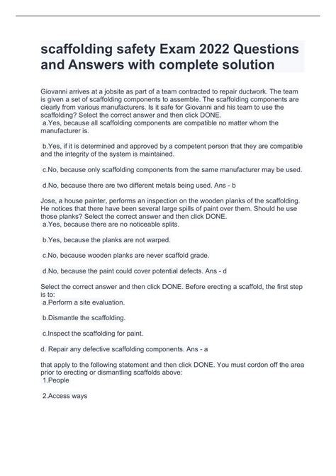 advanced questions answers 171208 scaffold training company Reader