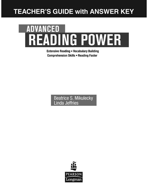 advanced reading power teacher s guide with answer key Doc