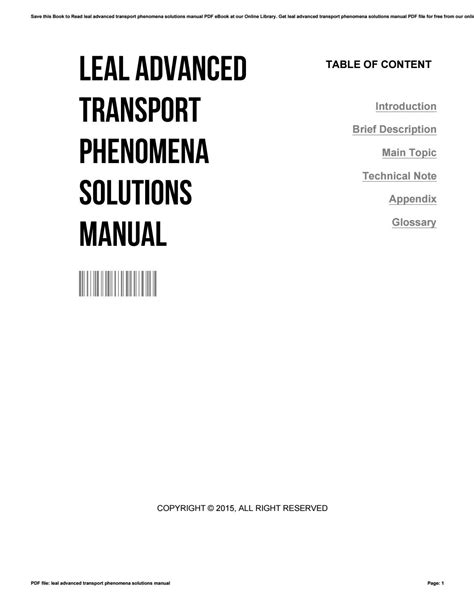 advanced transport phenomena gary leal solution manual Epub