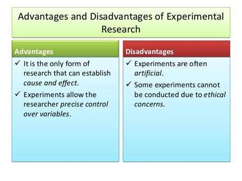 advantages and disadvantages of experimental research