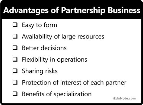 advantages of a partnership