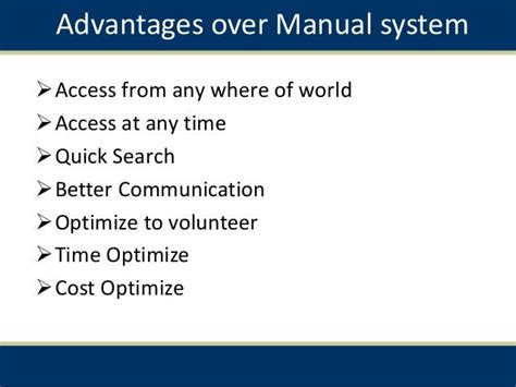 advantages of using a manual system Reader
