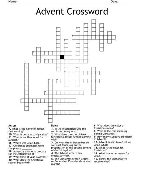 advent crossword puzzle answers PDF