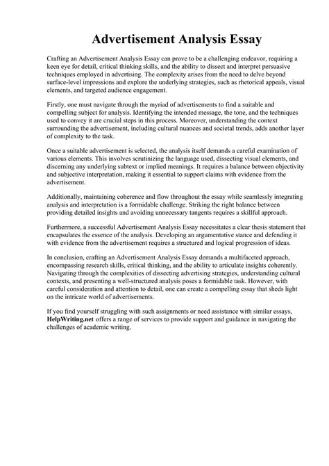 advertisement analysis sample essay Kindle Editon