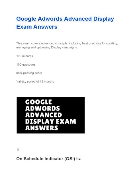 adwords advanced display exam answers Doc