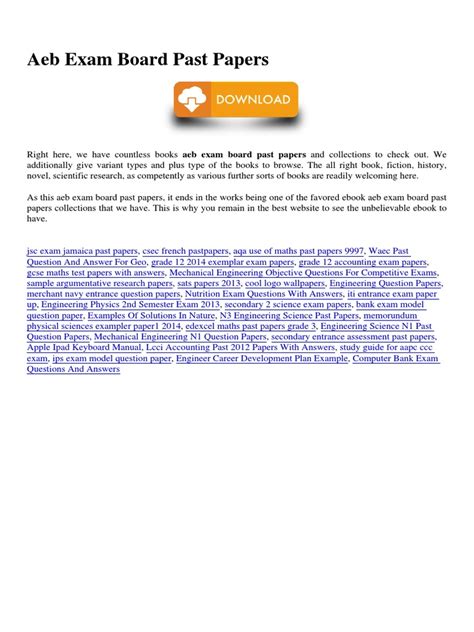 aeb exam board past papers PDF