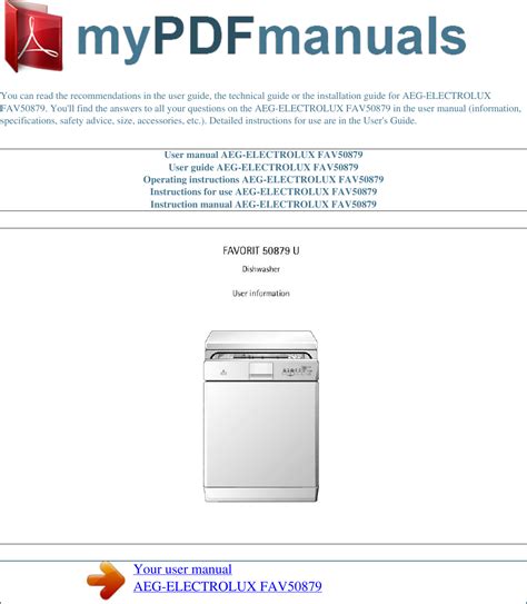 aeg electrolux dishwasher user manual PDF